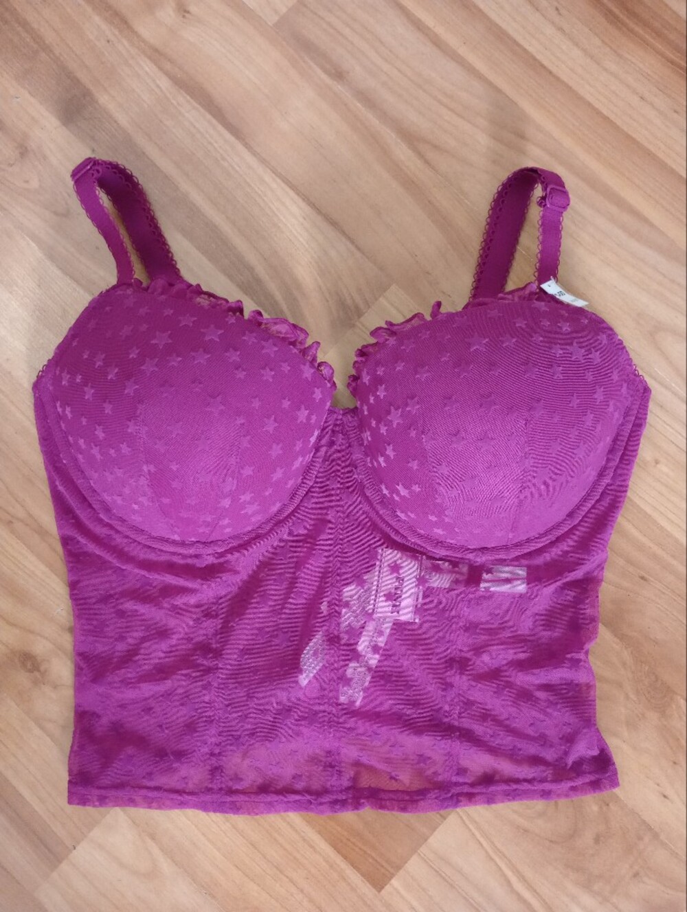 New PINK Victoria's Secret Star-Print Longline Bra in Fuchsia